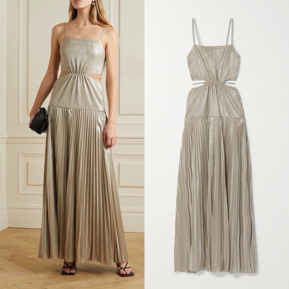 JONATHAN SIMKHAI Daisy cutout plissé-lamé maxi dress NWT - Picture 4 of 12